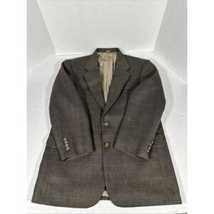 Vintage Oscar De La Renta Brown w/stripes Herringbone 100% Wool Blazer 40R‎